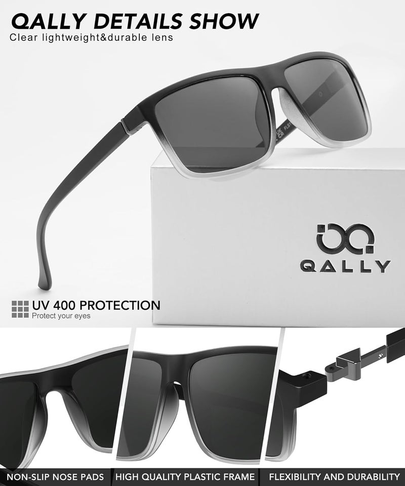 QALLY Store Polarized Sunglasses for Men Rectangular Frame Men's Polarized Sunglasses Sports Sunglasses with UV400 Protection - Image 3